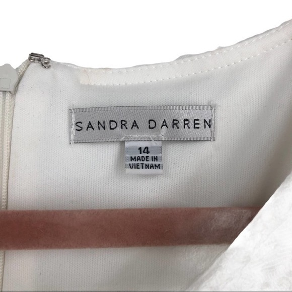 Sandra Darren White & Blue Floral Dress Size 14 - Picture 6 of 6